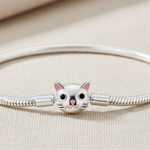 925 Sterling Silver Cat Charm Bracelet - Pandora Style